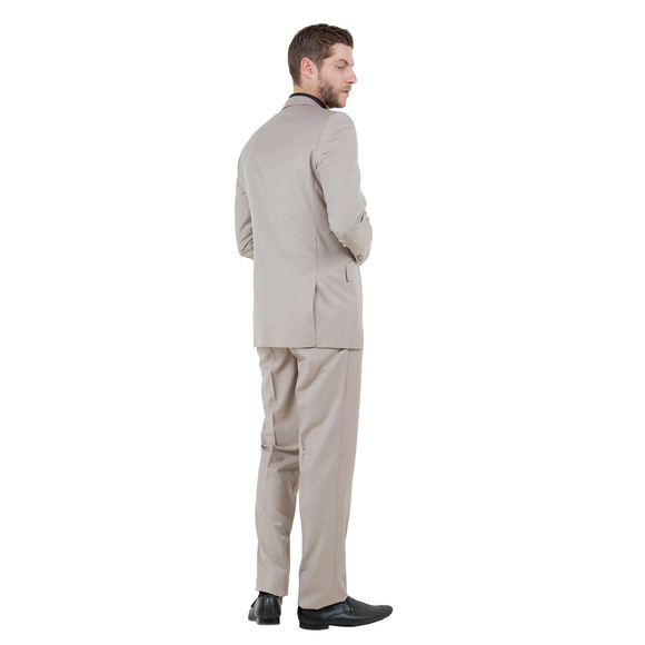 Modern Fit 3pc Wool Mens Suit Set by ZeGarie, Tan - Picture 6 of 6